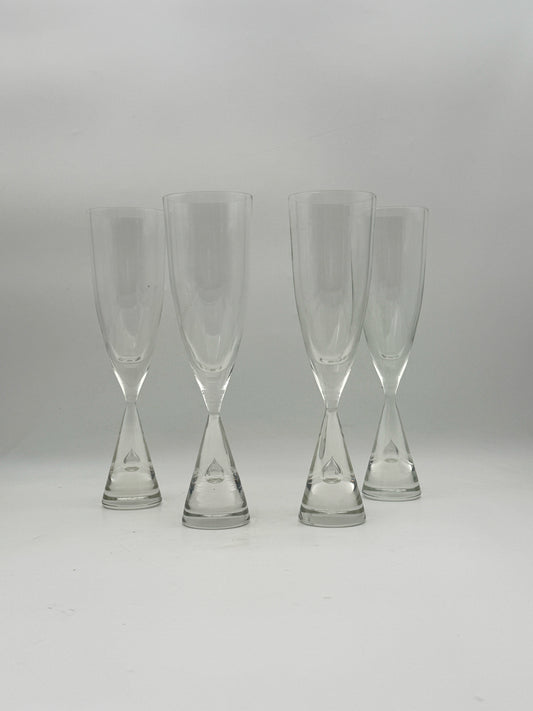 Midcentury "Princess" Scandinavian Crystal Champagne Glasses- Set Of 4