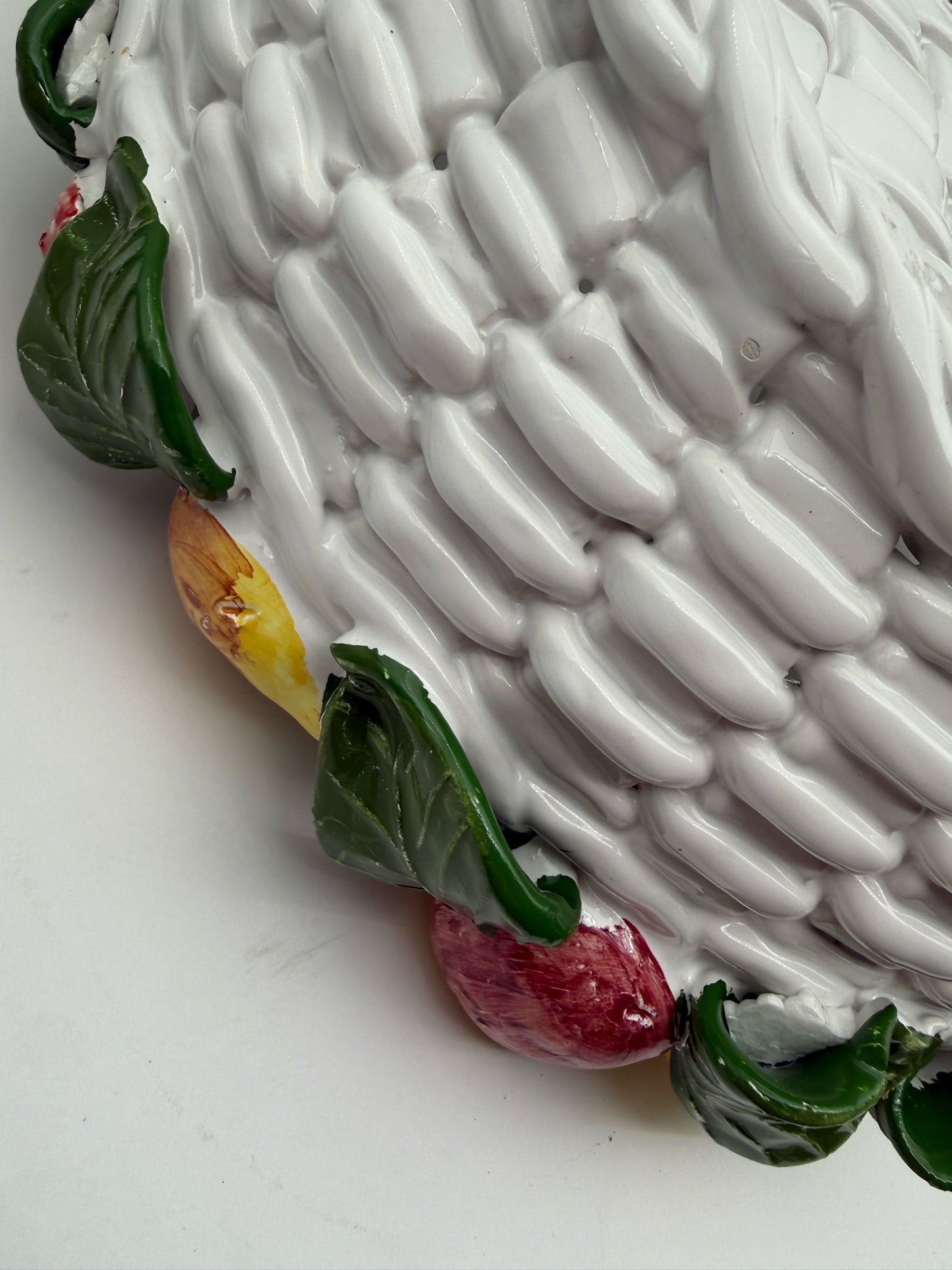 Intrada White Ceramic Basket Centerpiece Bowl Made In Italy