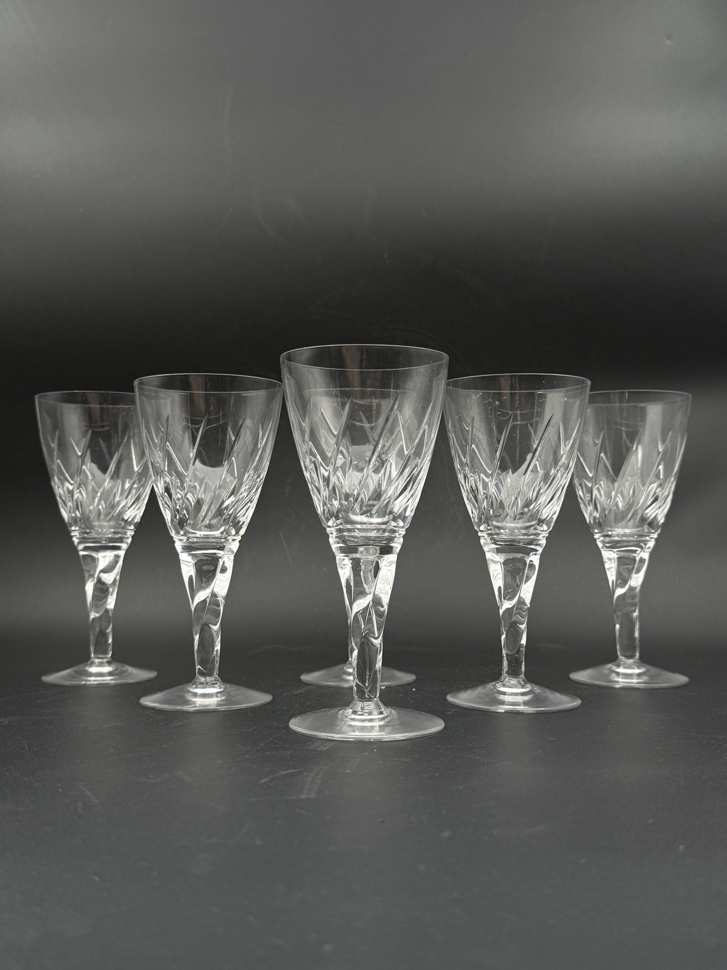 Stuart Claret Wine Glasses "Lyric" Pattern- Set Of 6