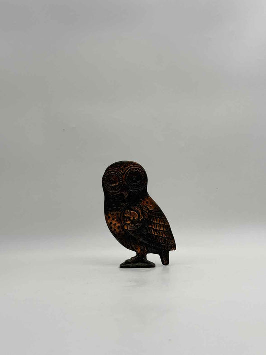 Vintage Metal Owl Standing Figurine Decorative Animal Sculpture Art