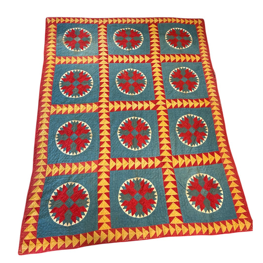 Antique Quilt – Amish Mariner’s Compass Variation – c.1900