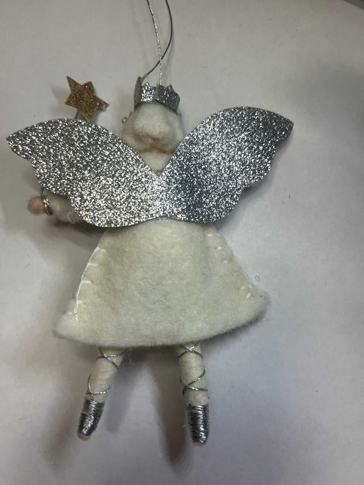 Pixie Ornament, Dressed As Angel With Wand