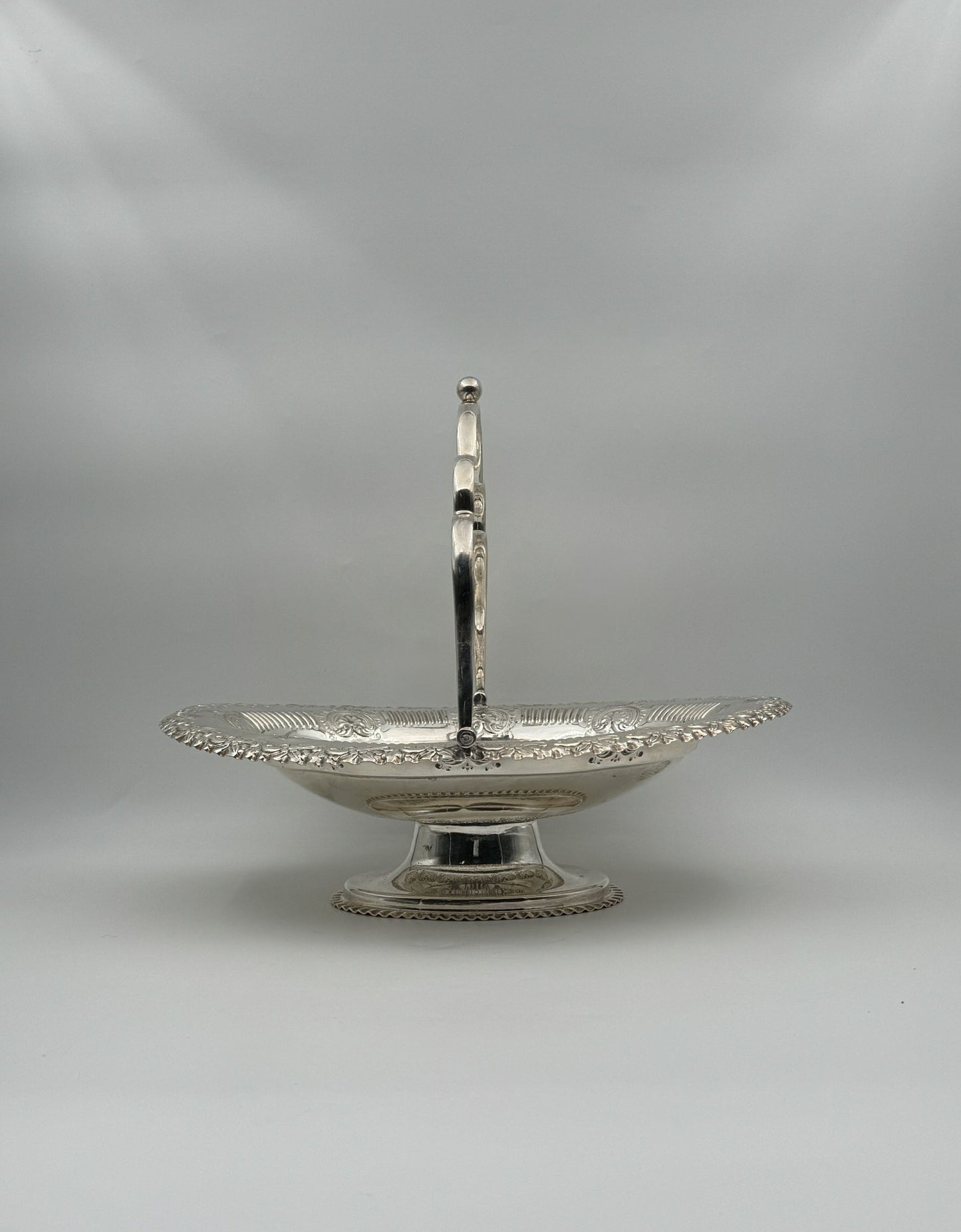 Vintage Footed Silverplate Basket with Ornate Rim & Handle