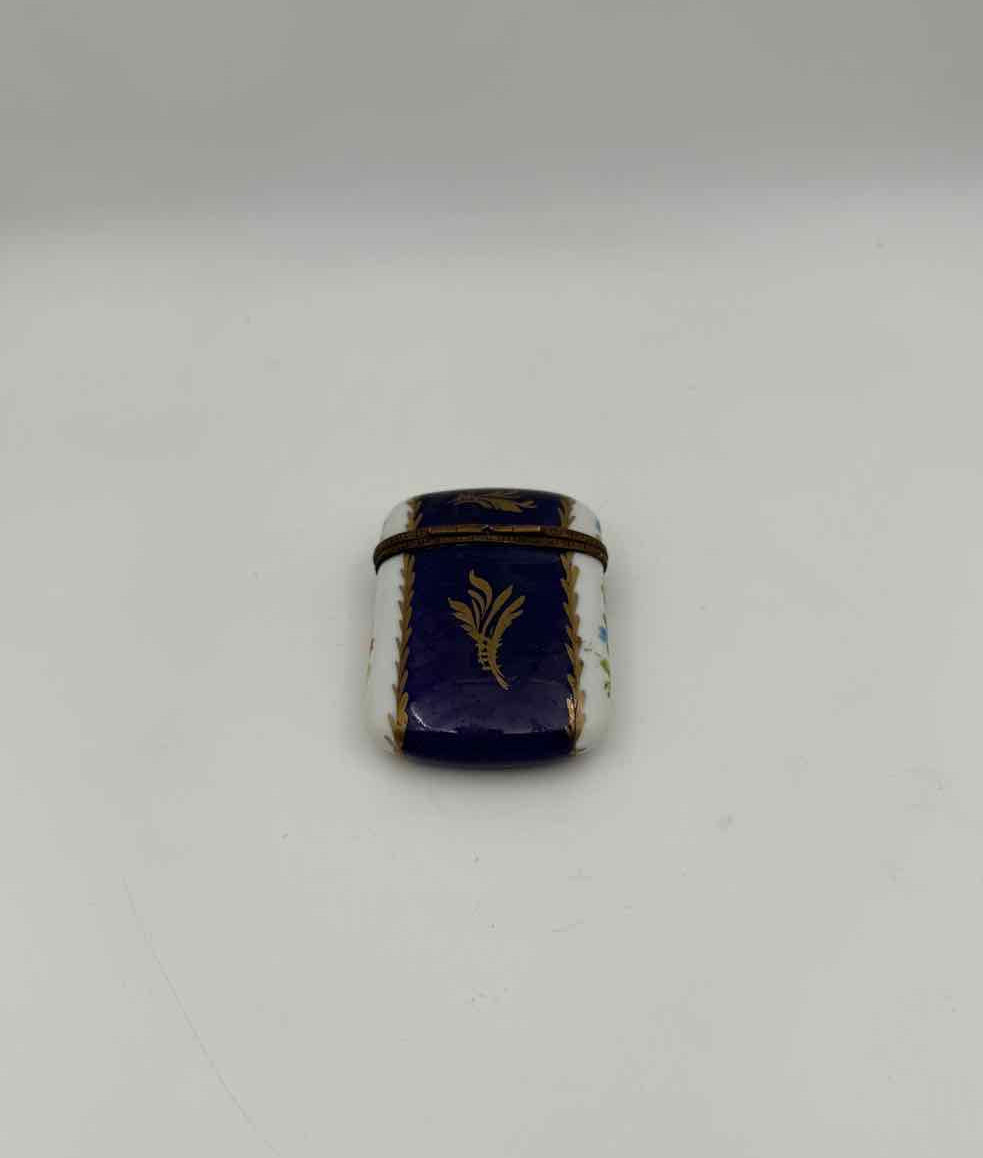 Antique French Porcelain Needle Case Hand Painted Floral Trinket Box