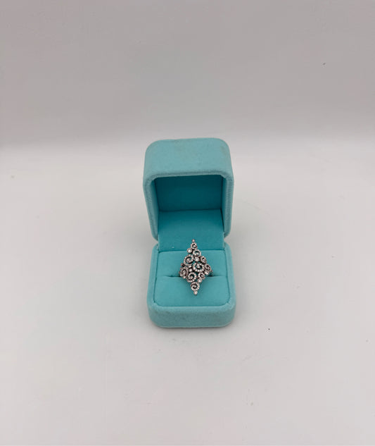 18k White Gold With Diamonds Art Deco Style Ring Size 9