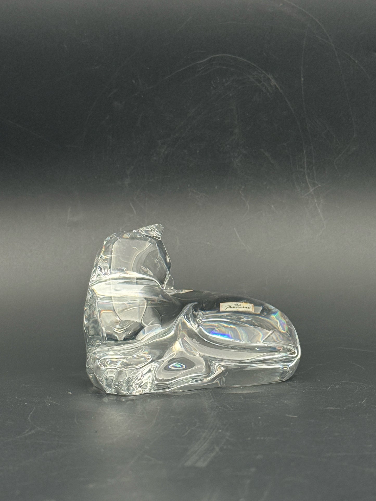 Baccarat Crystal Reclining Cat Figurine