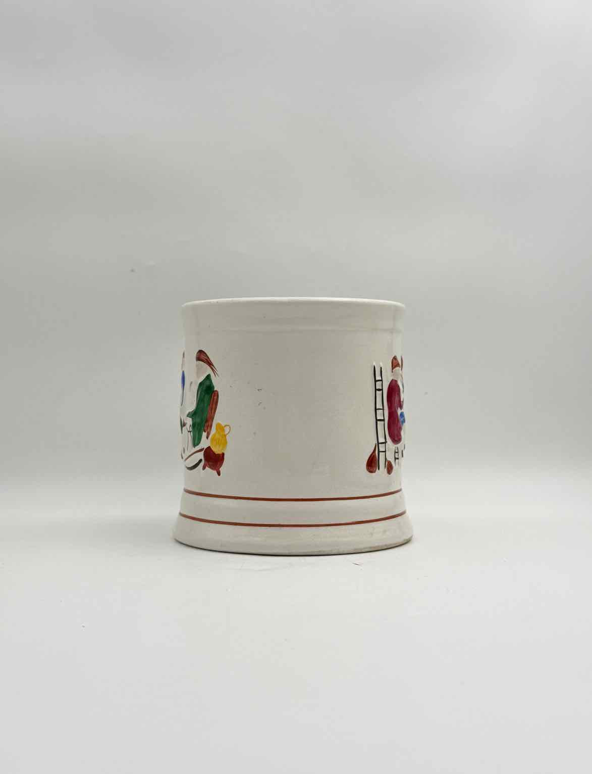 Antique Staffordshire Prattware Frog Mug Surprise Interior Pottery