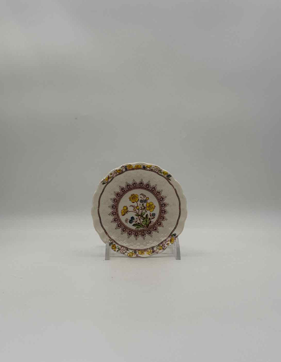 Antique Spode Copeland Buttercup Butter Pat Dish Yellow Floral Plate