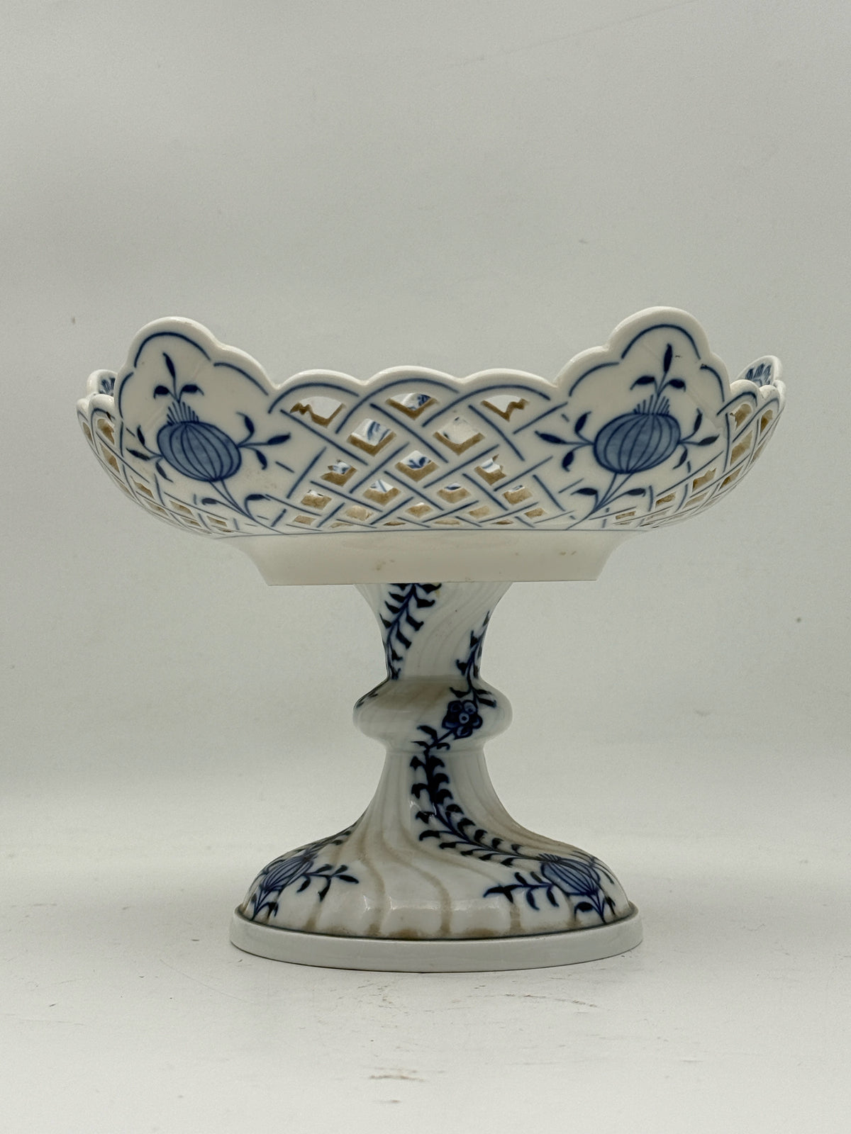 Meissen Blue Onion Pierced Compote
