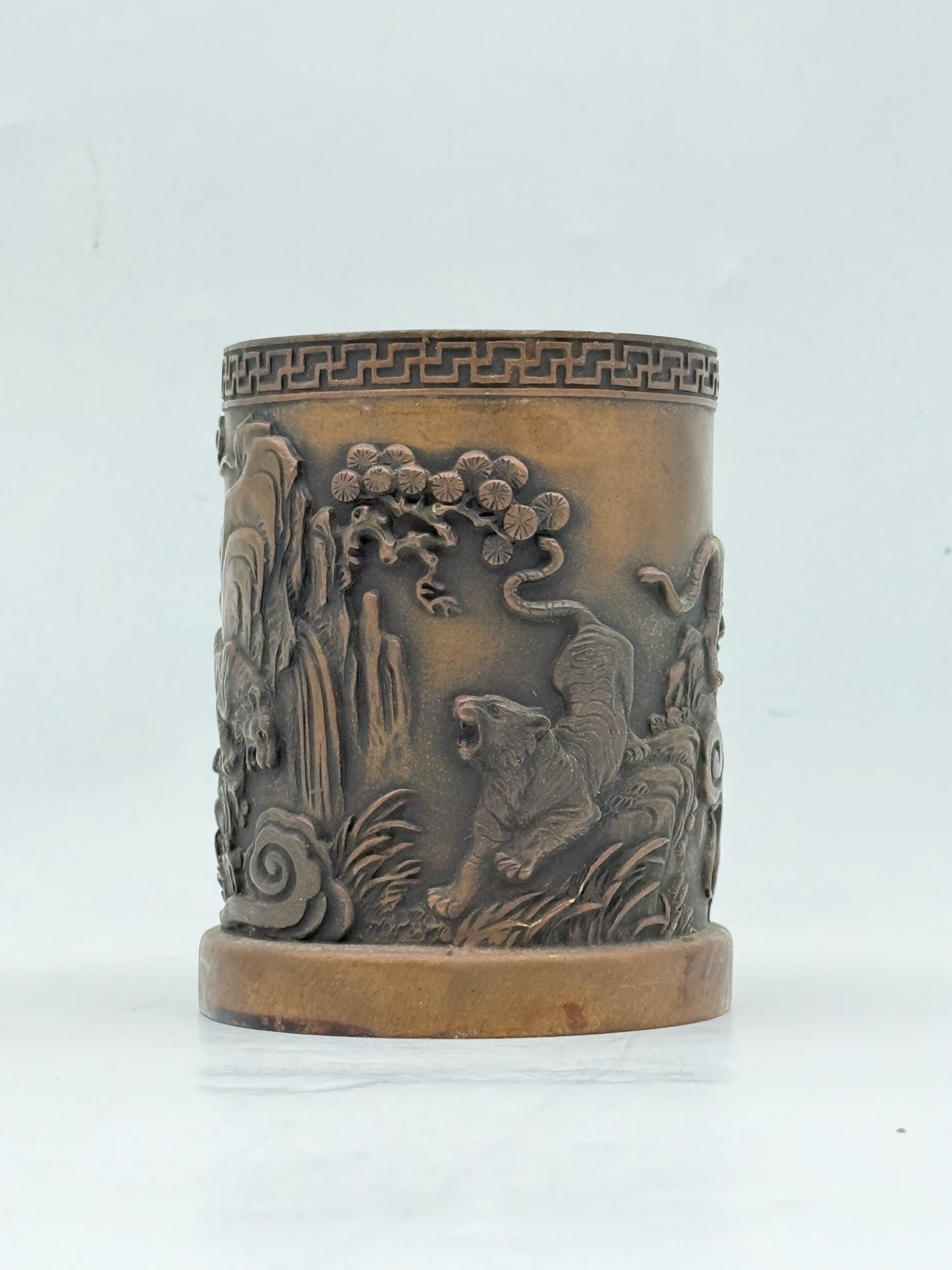 Chinese "Five Tigers Patrol The Mountain" Brush Pot