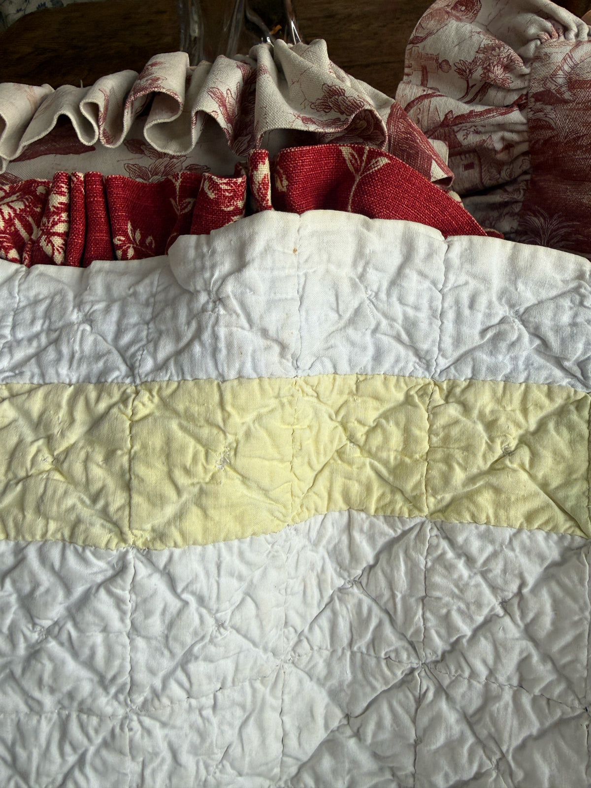 Vintage "Cathedral Window" Hand Stiched Quilt