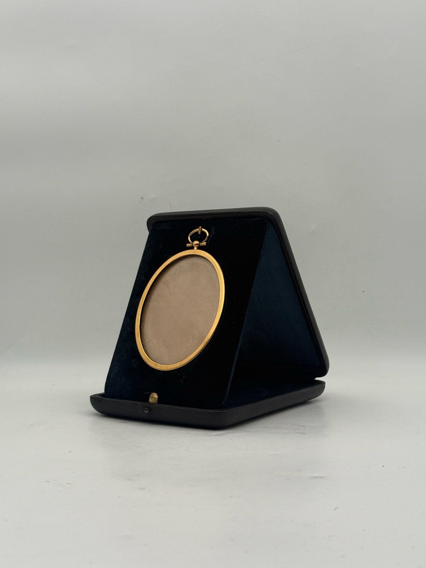 Antique Oval Gold Tone Frame In A Leather Carrying Case
