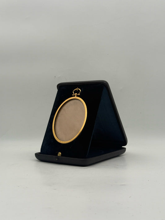 Antique Oval Gold Tone Frame In A Leather Carrying Case