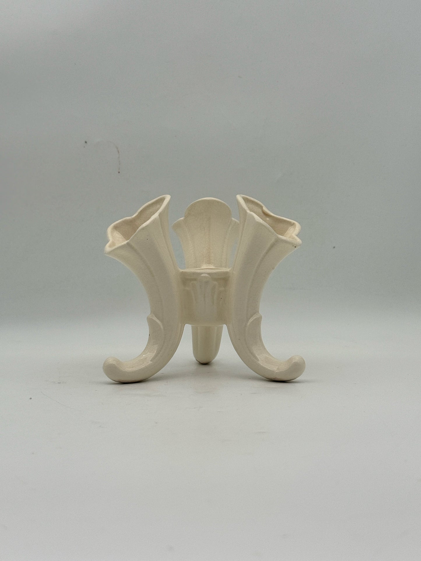 Vintage Three Horn Epergne Style Ceramic Vase