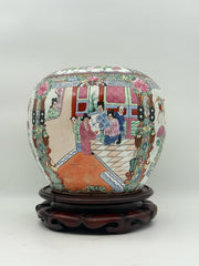 Vintage Chinese Famille Rose Vase With Stand