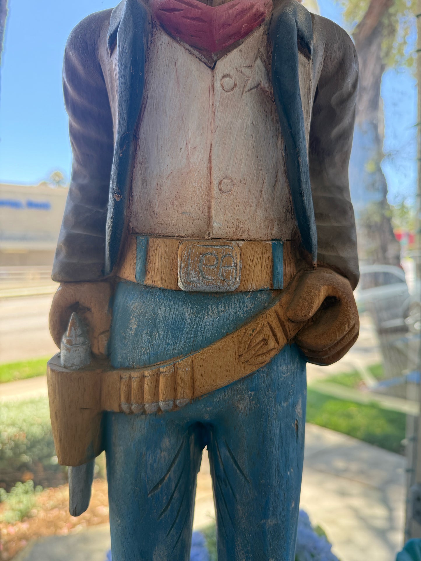 Vintage Lee Jeans Carved Cowboy Figurine