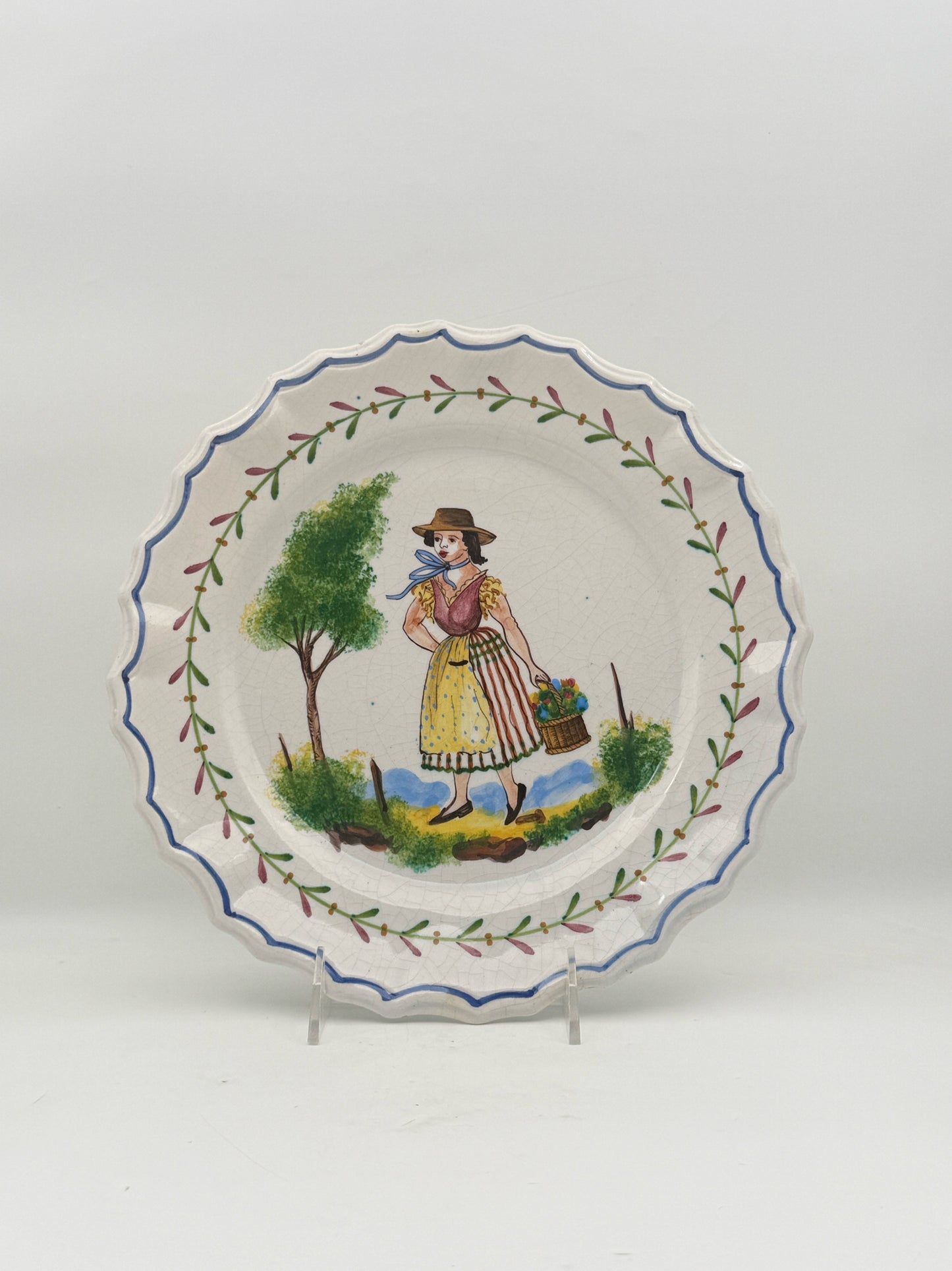 Italian Pair Of Man And Woman Ceramic Plates