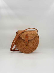 Bali Ata Rattan Crossbody Bag – Handwoven Half-Moon Wicker Handbag Purse