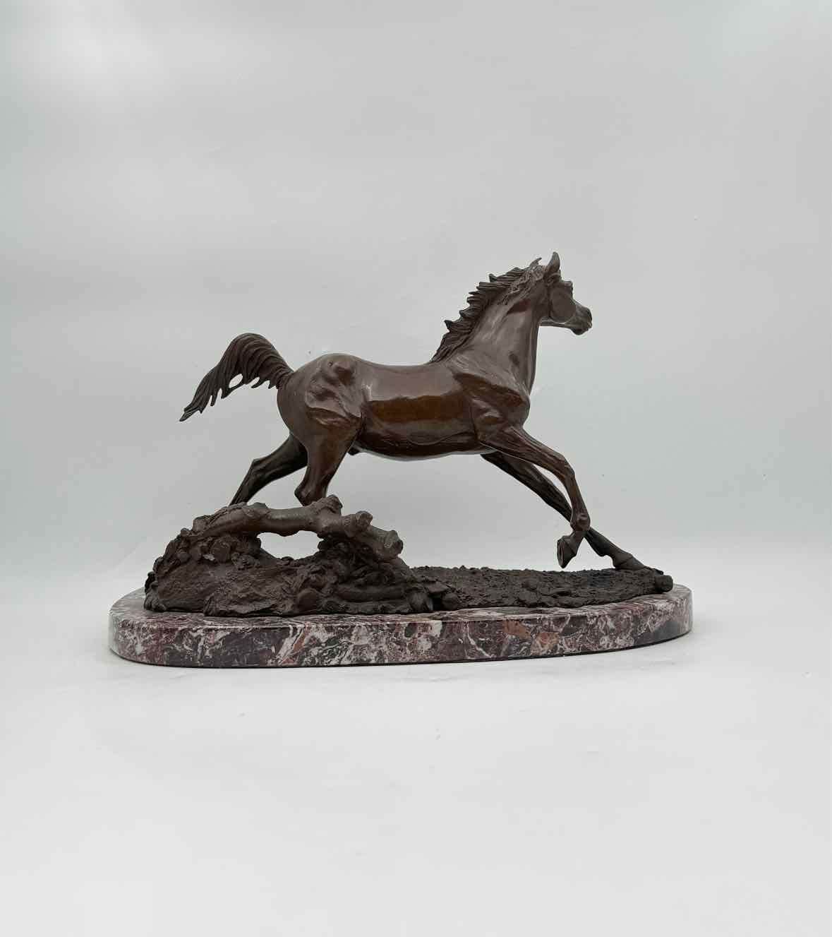 Jane Lunger Signed Bronze Horse On Marble Pedestal