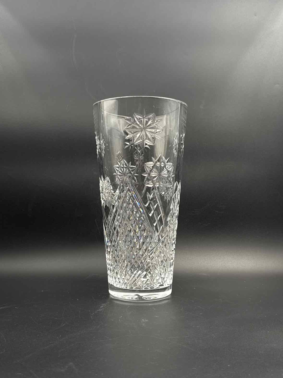 Waterford Christmas Tree Crystal Vase Ireland Holiday Cut Glass Decor