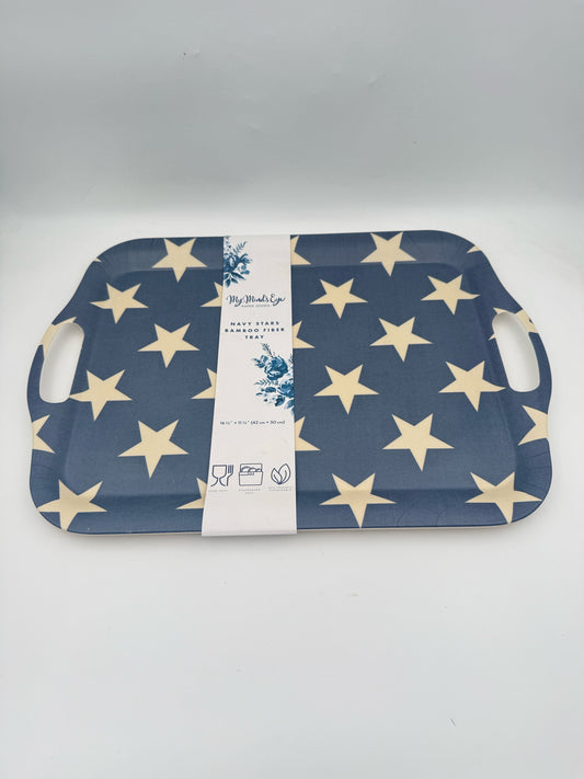 Navy Stars Bamboo Tray