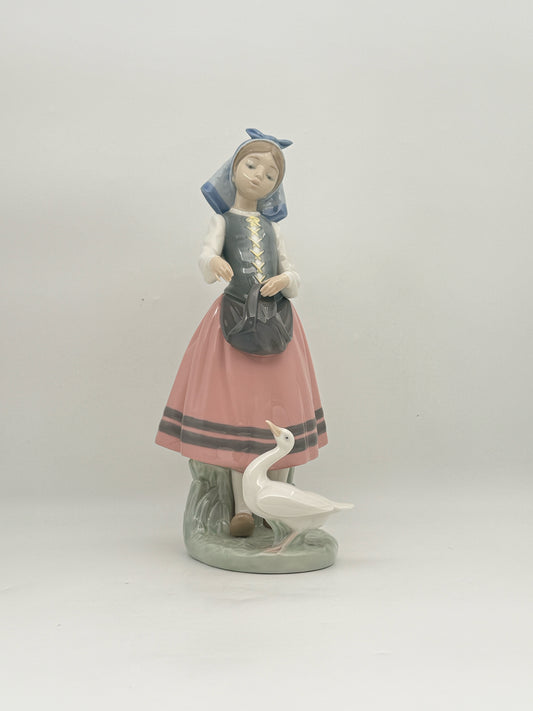 Lladro "Josefa" Girl Feeding Goose Figurine