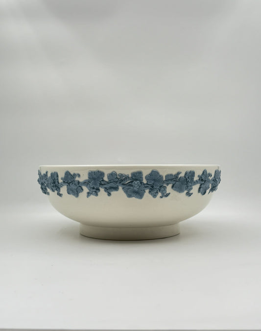 Wedgwood Etruria Blue & White Embossed Grape Border Serving Bowl