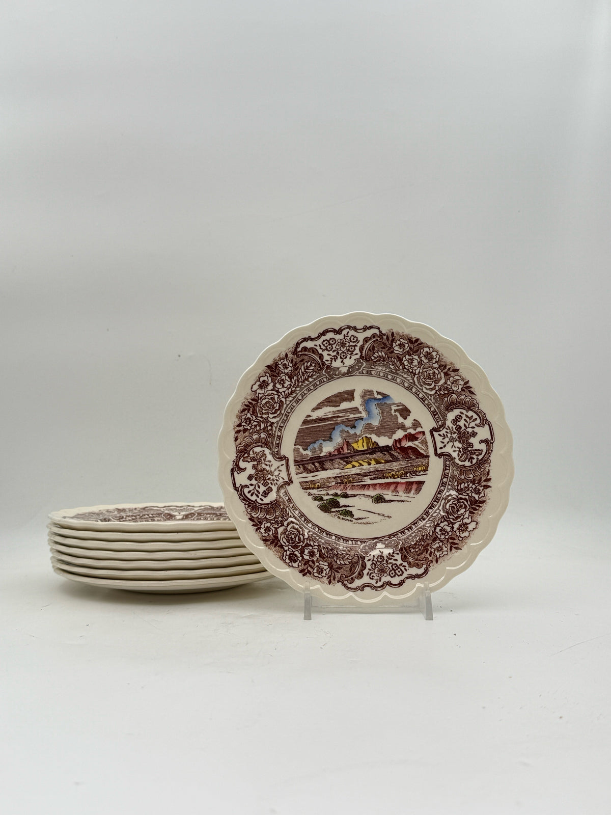 Vintage Vernon's Hand Tinted Small Plates- Set Of 8
