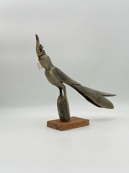 Mid Century Carved Cockatoo Bird Figurine