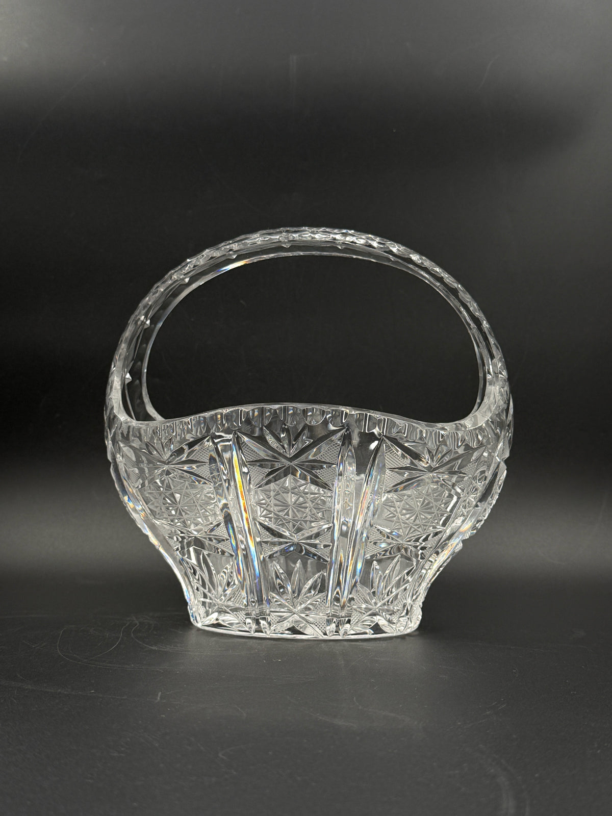 Brilliant Cut Crystal Glass Basket