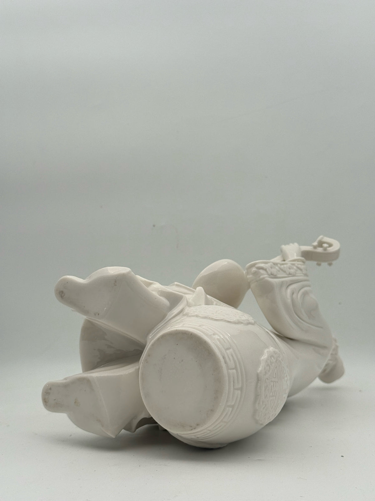 White Porcelain Woman Playing A Shamisen Figurine