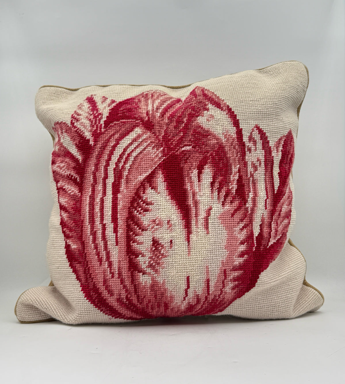 Red Needlepoint Tulip Pillow