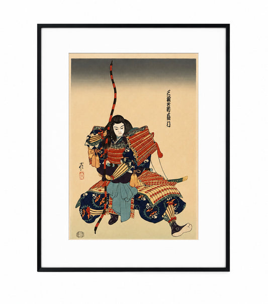 Kabuki Actor Framed Japanese Woodblock Print By Hasagawa Konobu