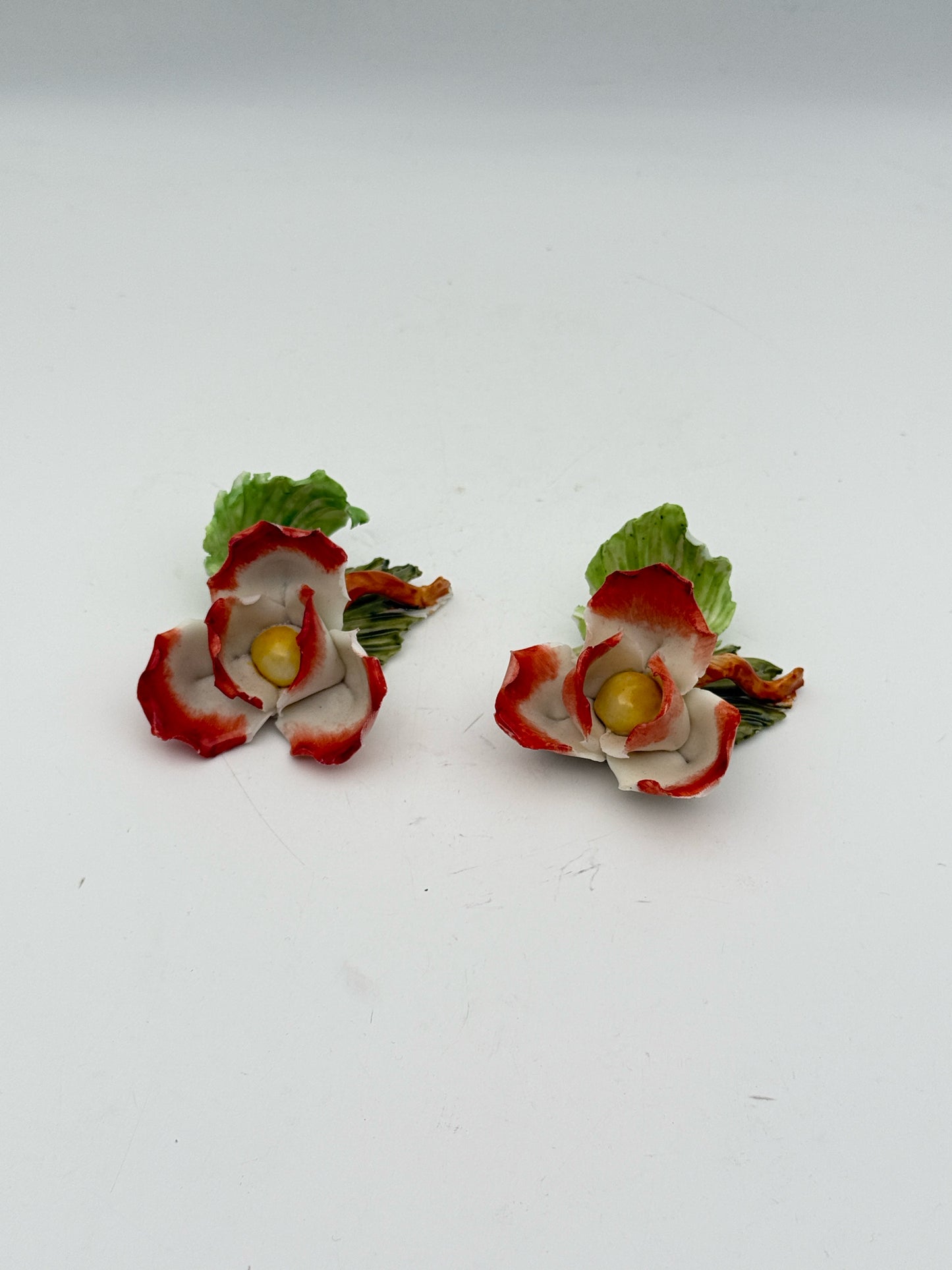 Vintage Capidimonte Handpainted Flower Placecard Holders- Set Of 16