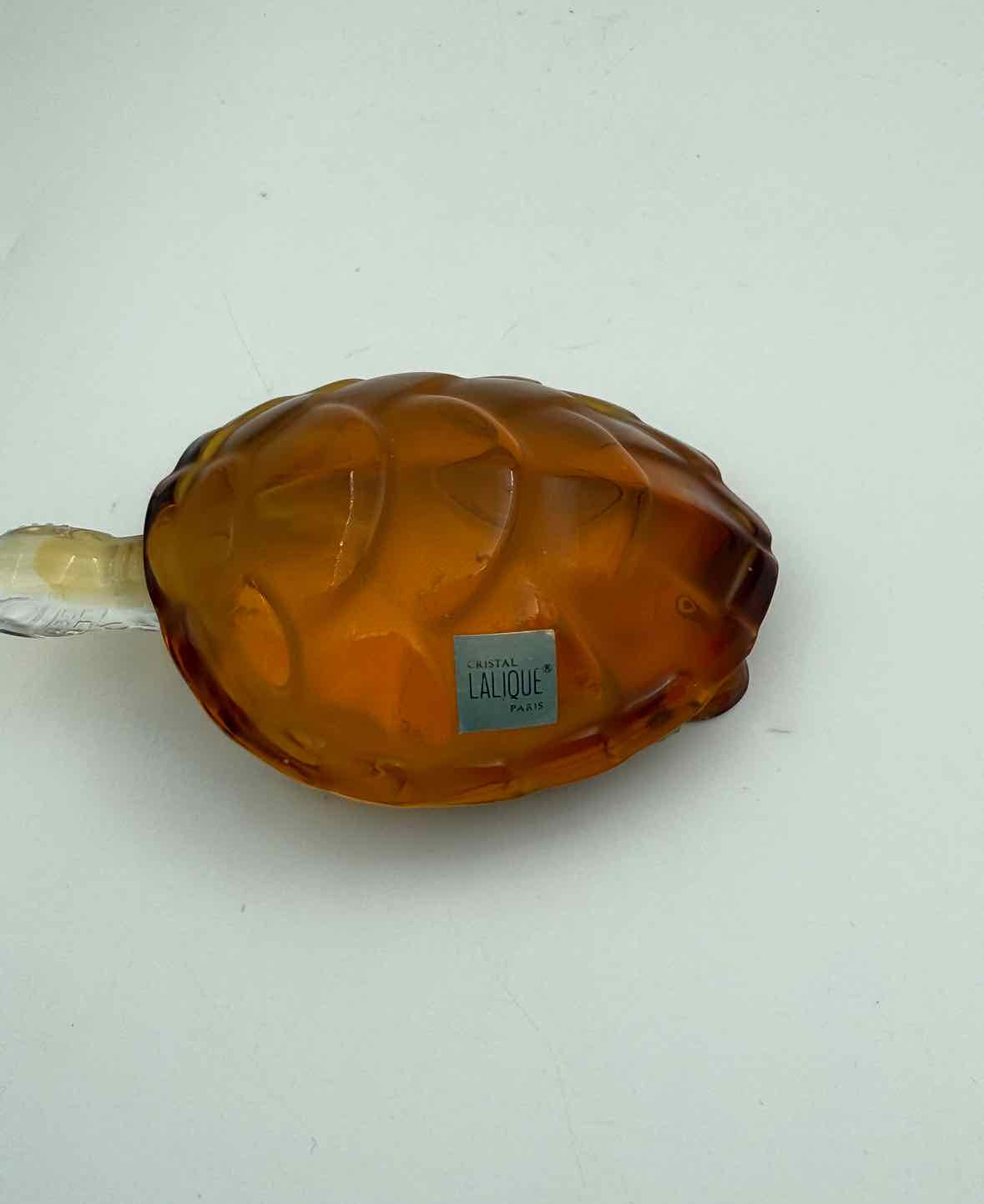Lalique Caroline Amber Glass Turtle Figurine France Crystal Decor