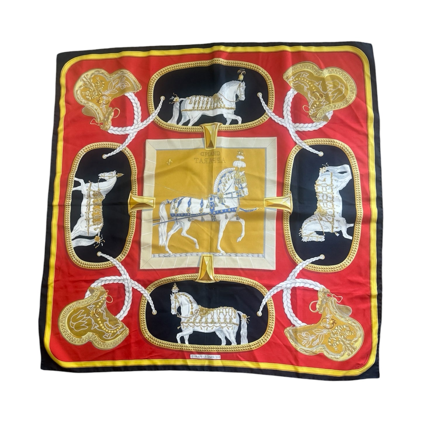 Hermes "Grand Apparat" By Jacques Udell Silk Scarf