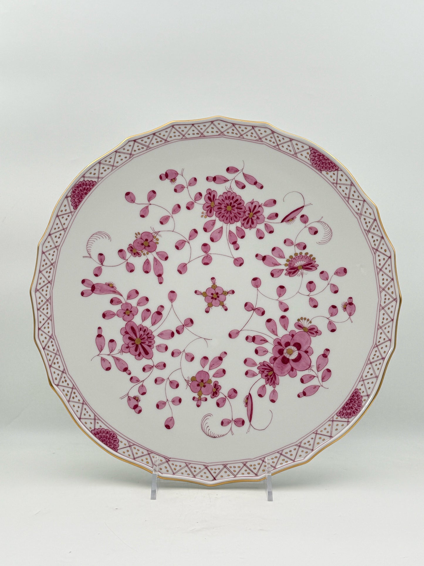 Meissen "Indian Oriental Flowers" Handpainted Pink And Gold Platter