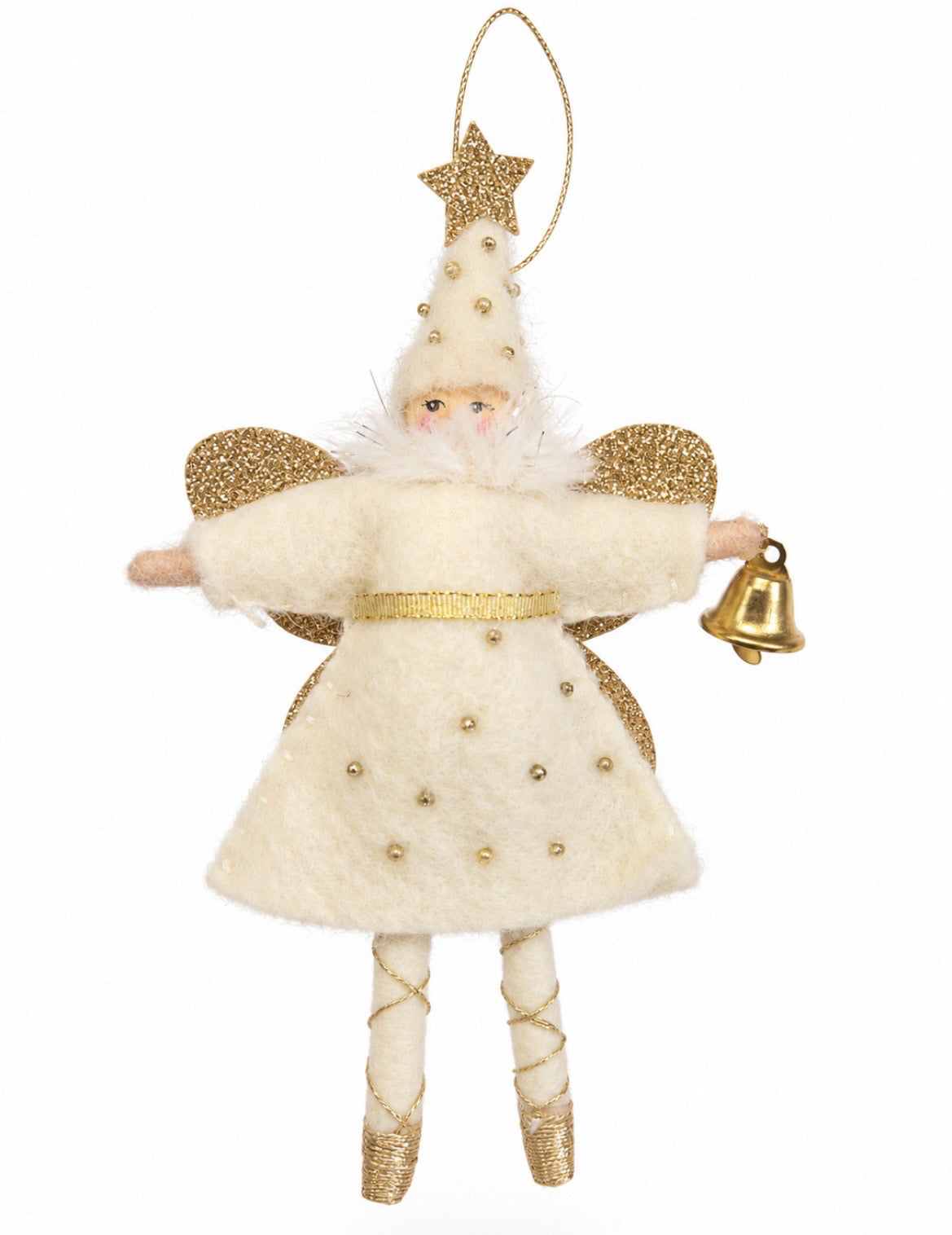 Pixie Ornament Dressed As Angel With Bill