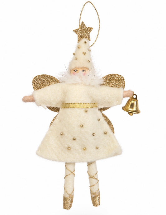Pixie Ornament Dressed As Angel With Bill