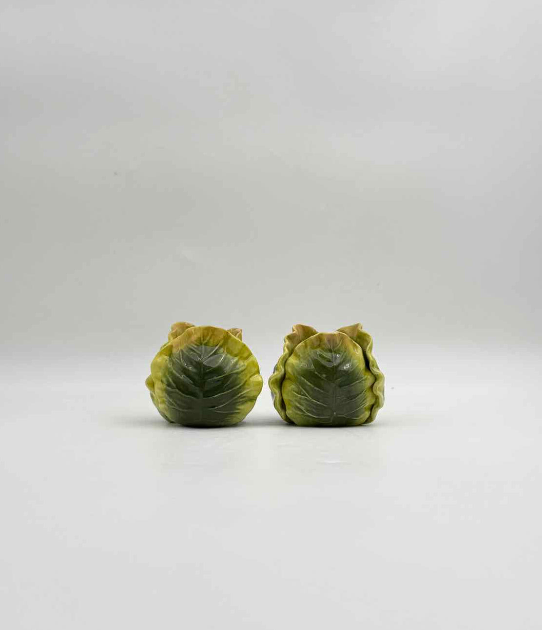 Cabbage Salt Pepper Shakers Green Vegetable Kitchen Decor Set Art