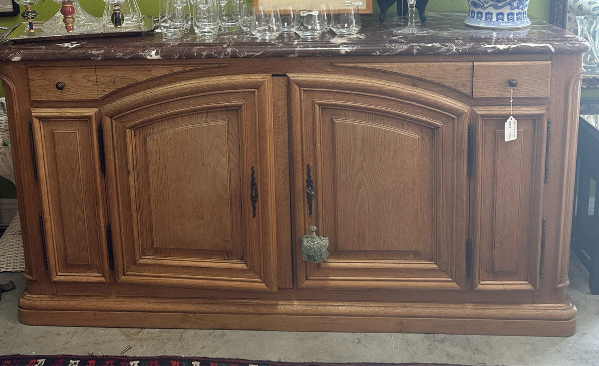 White Oak Side Board with Marble Top- In Store Pick Up