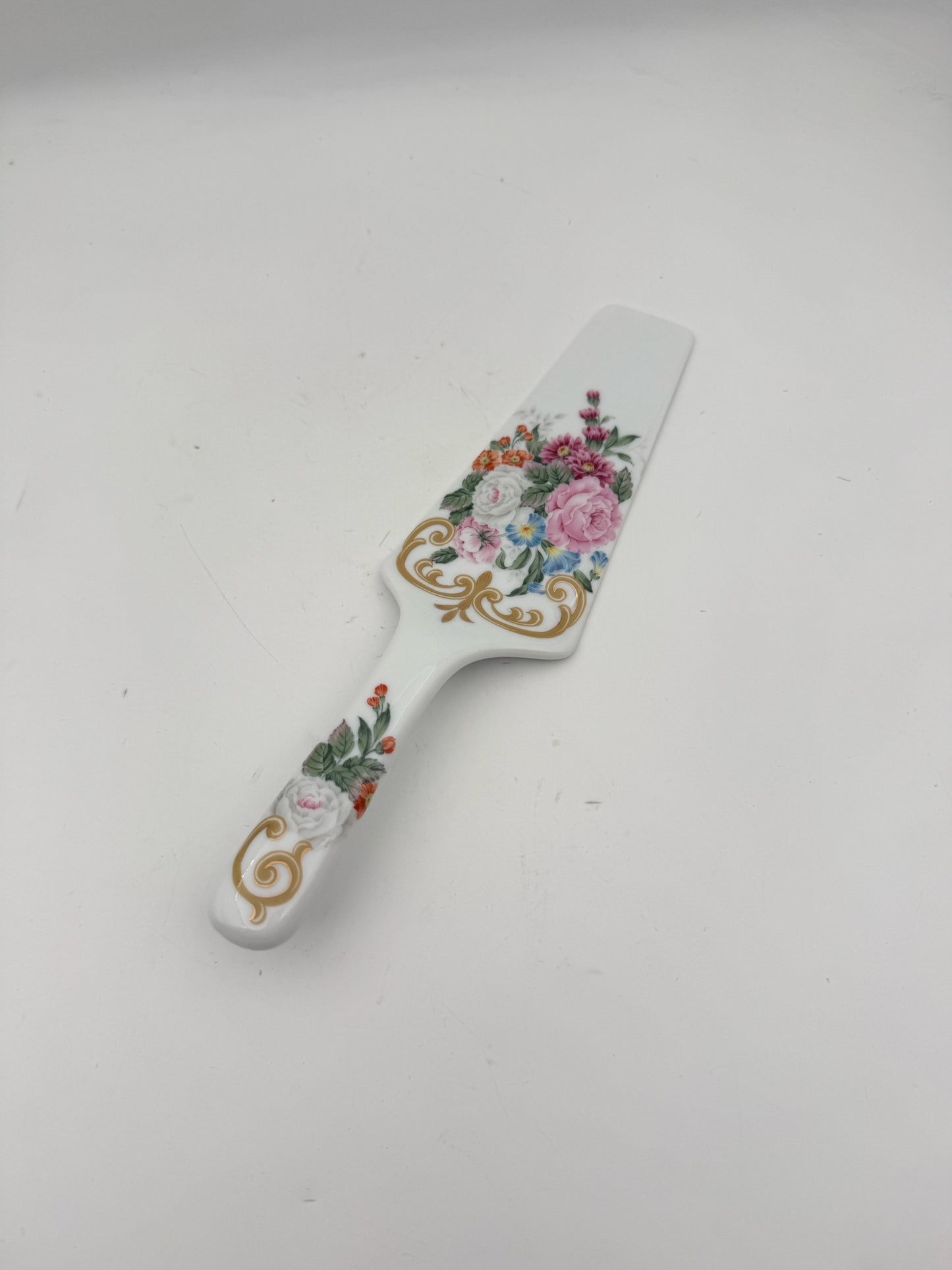 Vintage Floral Cake Plate With Matching Server And Box
