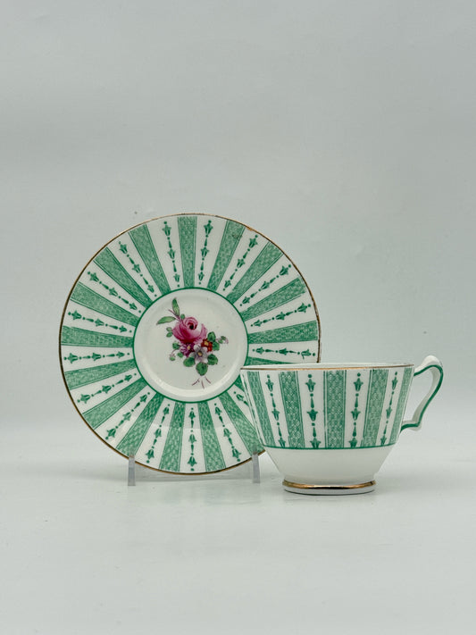 Staffordshire Green Tea Cup And Saucer