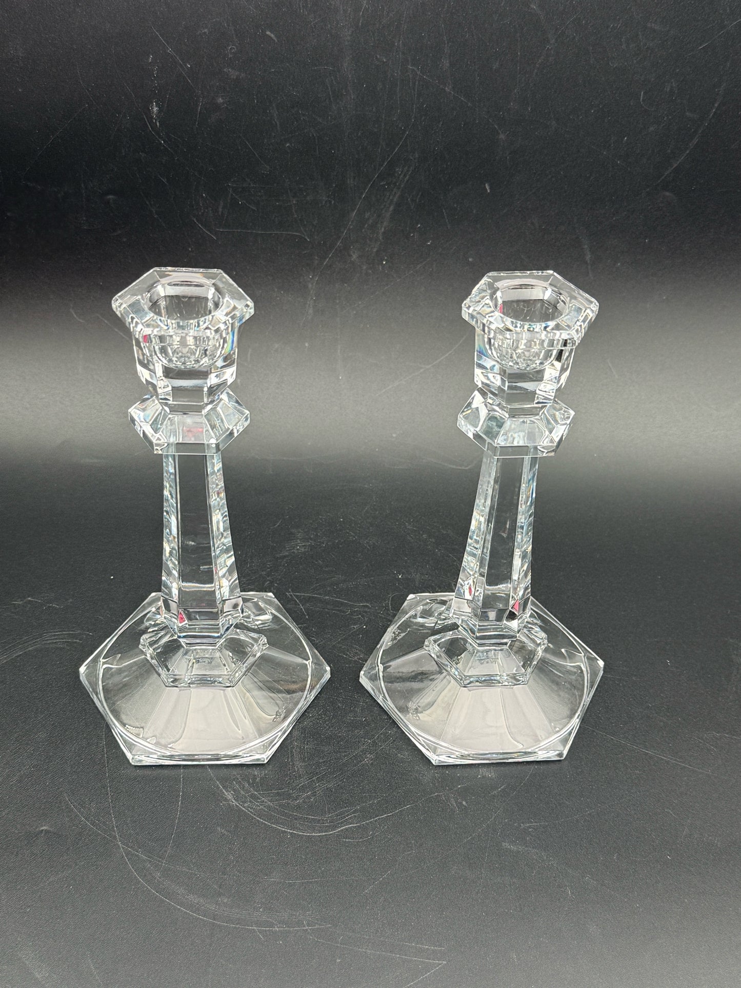 Pair Of Crystal Candle Holders