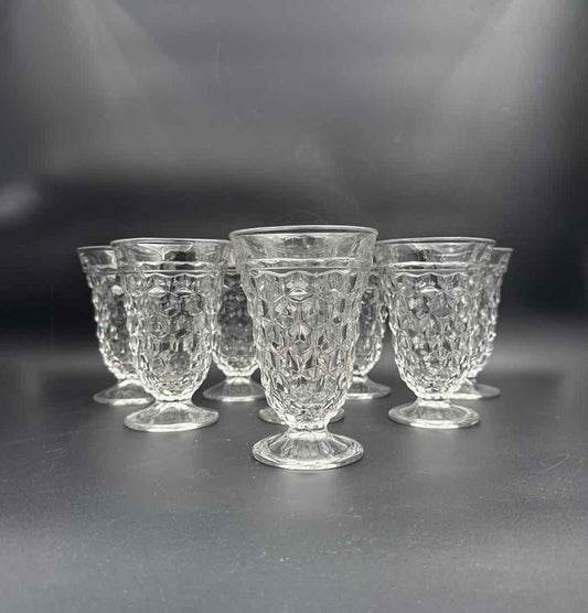 Vintage Fostoria Iced Tea Glasses Set of 8 Pressed Glass Goblets Set
