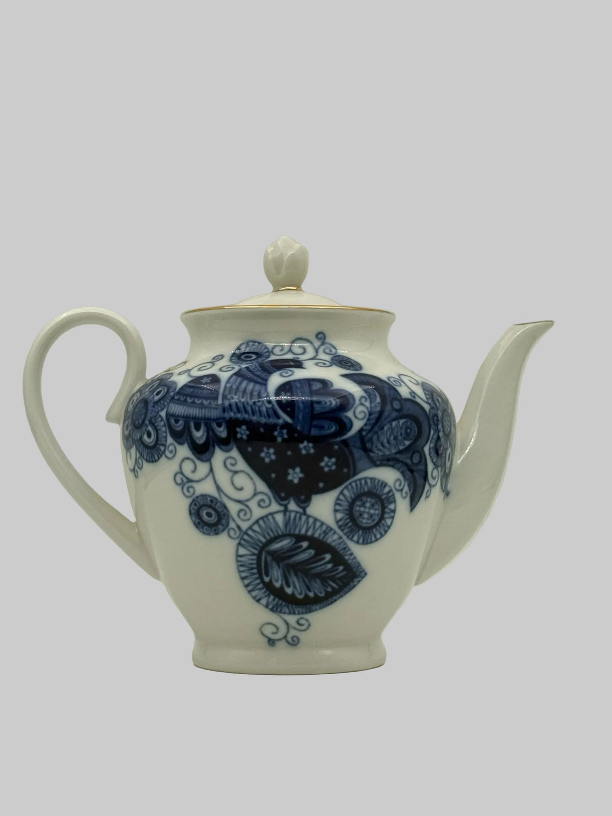 Imperial Lomonosov Russian Blue And White Teapot