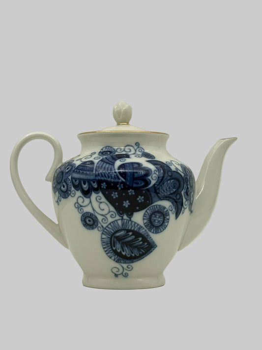 Imperial Lomonosov Russian Blue And White Teapot