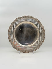Vintage Pierced Round Silverplate Tray