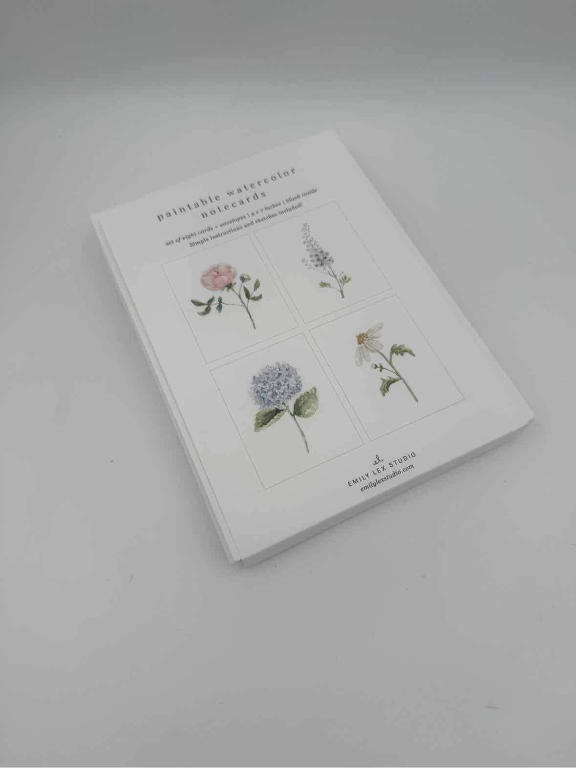 Emily Lex Paintable Watercolor Notecards Garden Flowers
