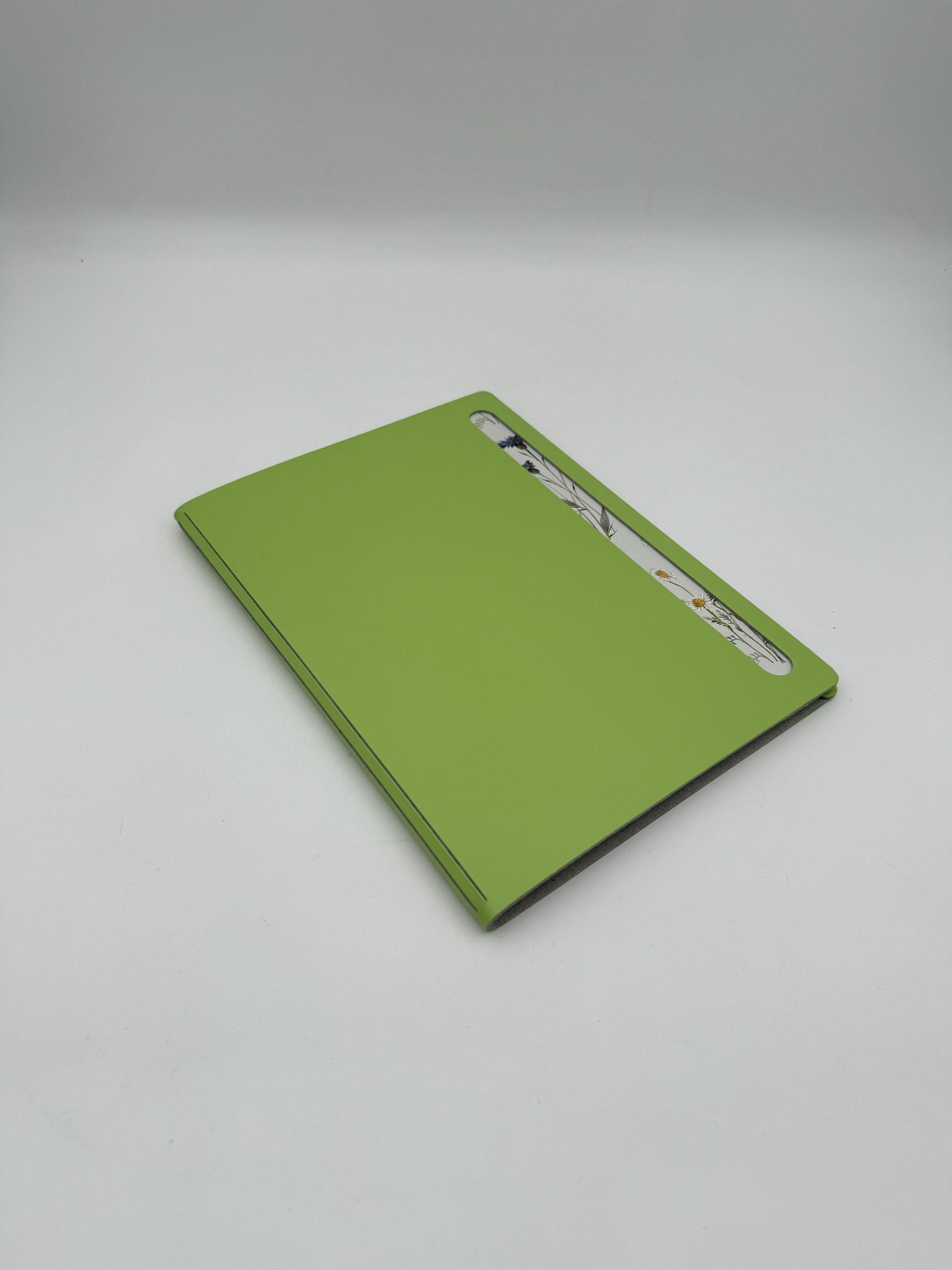 Florentine Wildflower Journal in Green Leather Folder – A5 Notepad